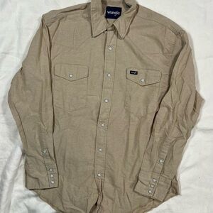 Wrangler Tan Western Pearl Snap Shirt Men’s Large